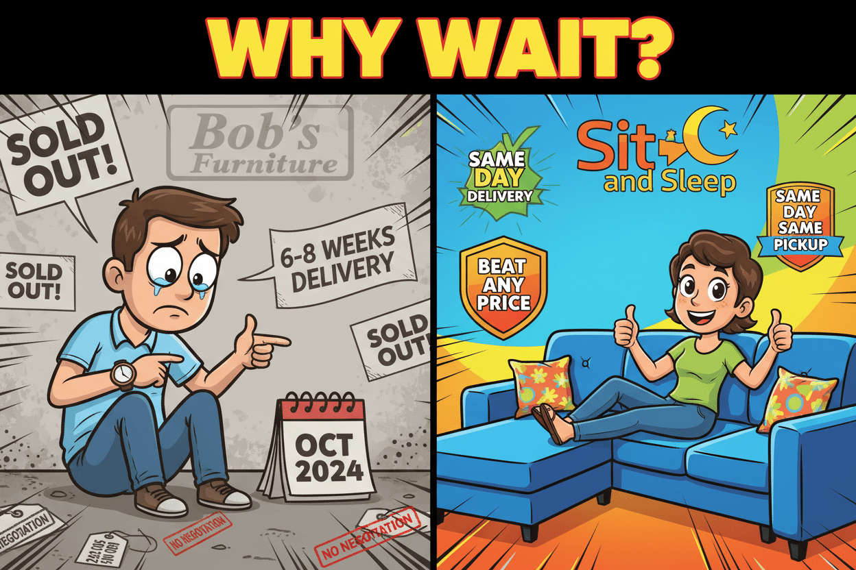 Bob's Furniture St. Louis: 3 Locations vs Local Same-Day Delivery - Sit and Sleep 4 Less (St. Louis, MO)