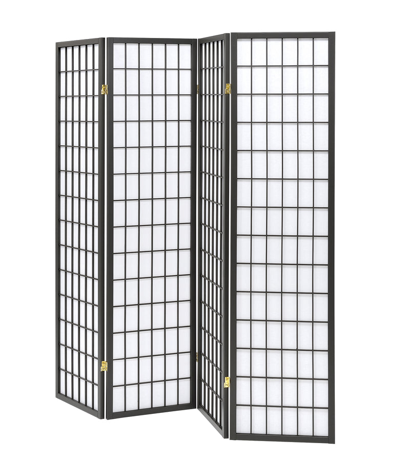 Roberto 4-panel Folding Screen Dark Grey and White