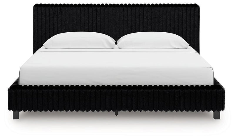 Ashley Zuraleus Upholstered Panel Bed with Glitter Accents - Black