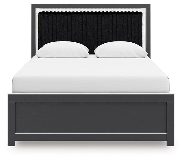 Ashley Zuraleus Upholstered Panel Bed with Glitter Accents - Black