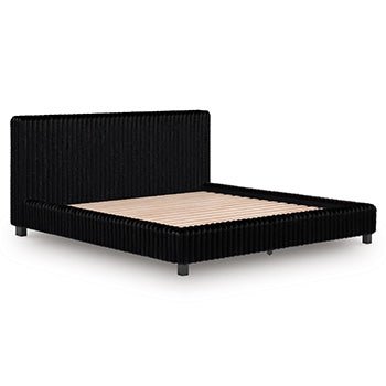 Ashley Zuraleus Upholstered Panel Bed with Glitter Accents - Black