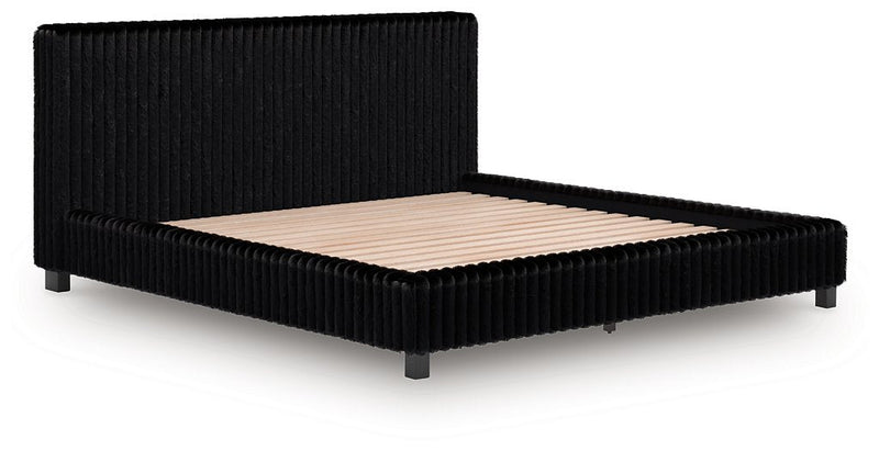 Ashley Zuraleus Upholstered Panel Bed with Glitter Accents - Black