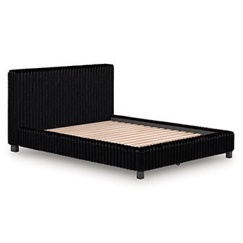 Ashley Zuraleus Upholstered Panel Bed with Glitter Accents - Black