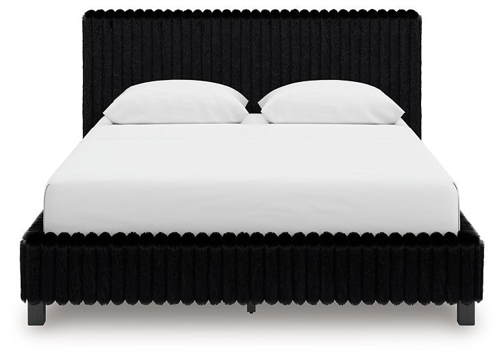 Ashley Zuraleus Upholstered Panel Bed with Glitter Accents - Black